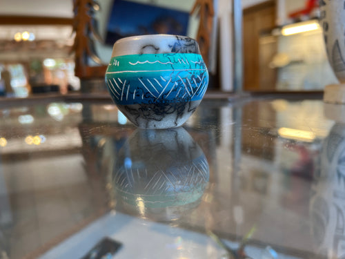Shana Sam Horsehair Pottery – Ceramic Blue Vase