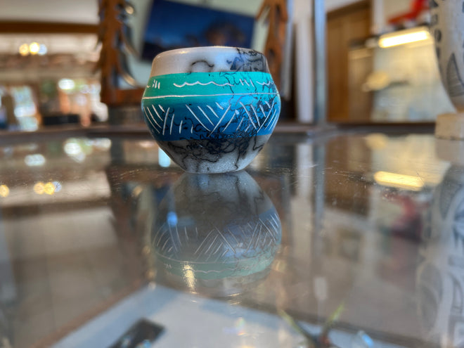 Shana Sam Horsehair Pottery – Ceramic Blue Vase
