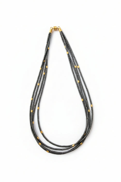 4 Strand Grey Hematite Beaded Necklace