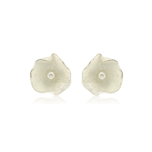 Pearl Petal Earrings - Sterling Silver (Large)