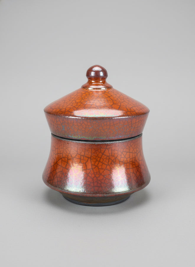 Raku Ferric Vase with lid