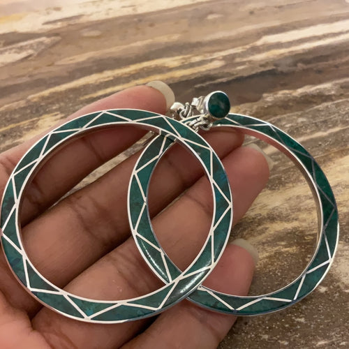 Malachite large hoops