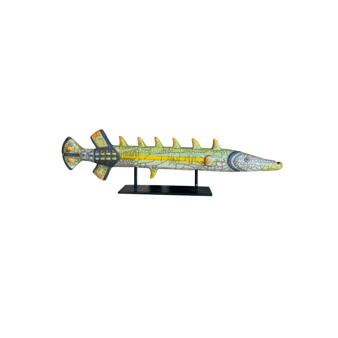 Ceramic Trumpet Fish on Stand (Lime Green)