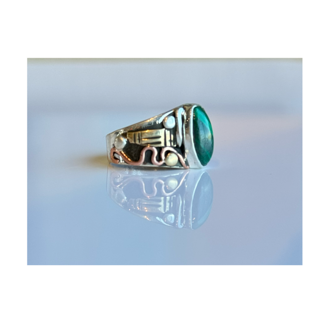 Malachite stone Inlaid Ring