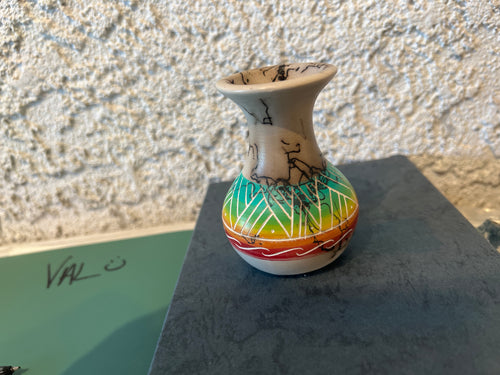 Shana Sam Horsehair Pottery – Ceramic Multicolored Vase