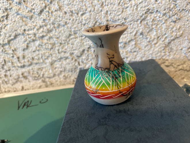 Shana Sam Horsehair Pottery – Ceramic Multicolored Vase