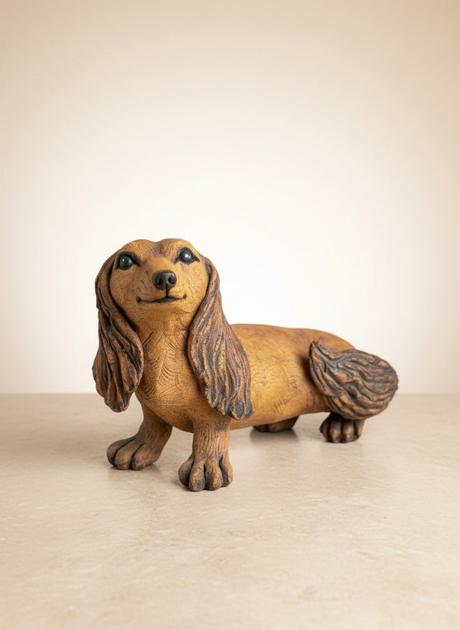One-of-a-Kind Ceramic Daxie The Dog Sculpture – Handmade Animal Art for Home & Garden