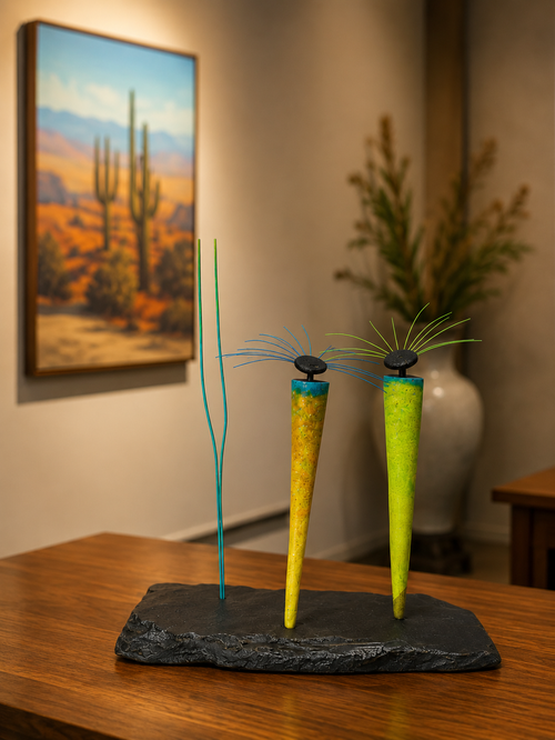 Don Lucero abstract sculpture displayed in a contemporary Southwestern interior