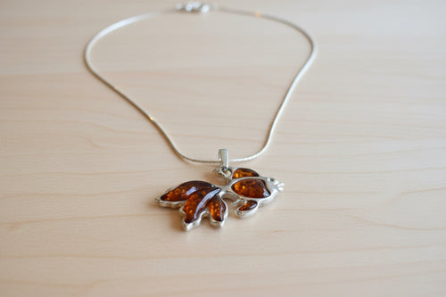Sterling Silver Amber Goldfish Necklace
