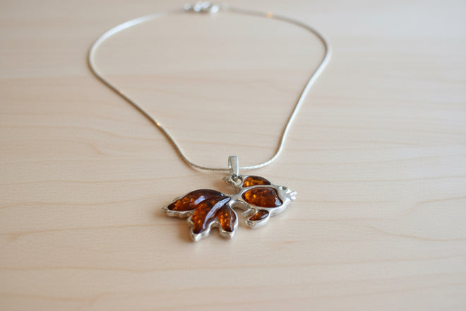 Sterling Silver Amber Goldfish Necklace