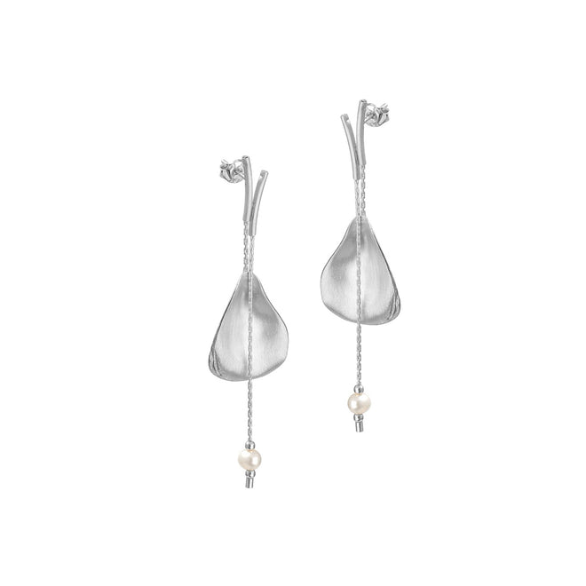 Stud Pearl Earrings hanging on chain