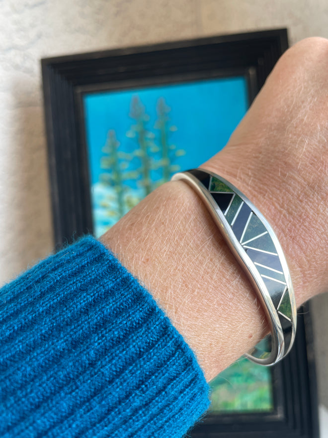 Navajo Black Jade and Turquoise Cuff