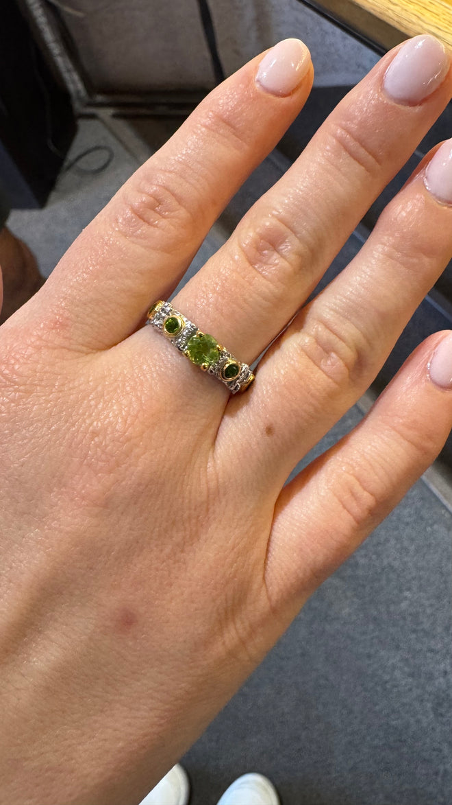 Peridot & Green Chrome Diopside Petite Ring