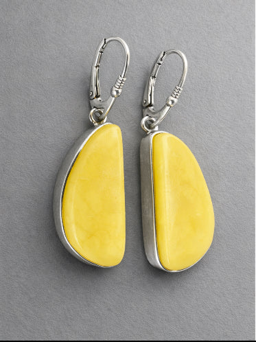 Sterling Silver Butter Scotch Amber Earrings