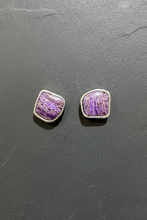 Sterling Silver Sugilite Small Post Stud Earrings