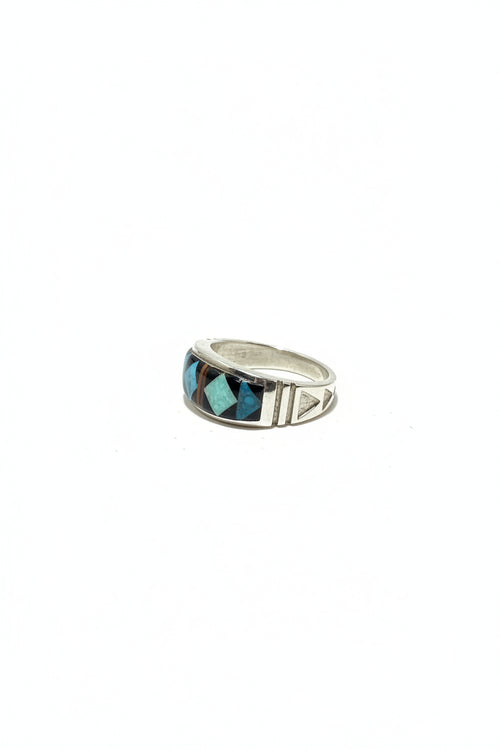 Stone Inlaid Men's Ring - Native American Jewelry