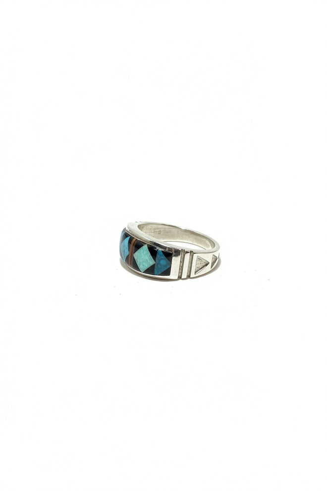 Stone Inlaid Men's Ring - Native American Jewelry