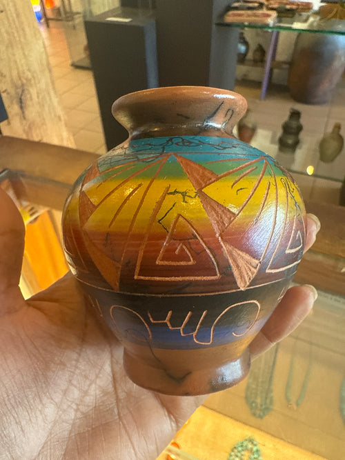 Navajo Carved Vase by Artist Shana Sam 3.5"H x 3"W
