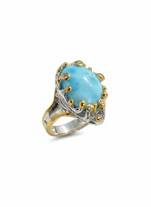 Larimar & Peridot ring