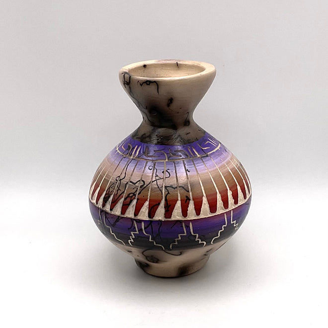 Navajo Carved Vase by Artist Marlena Sam 3.5"H x 2.5"W