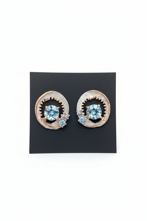 Swiss Blue Topaz & Tanzanite Post Stud Earrings