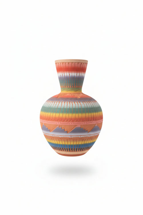 Navajo Carved Ceramic Vase by Joann Johnson 6.5"H x 4"W