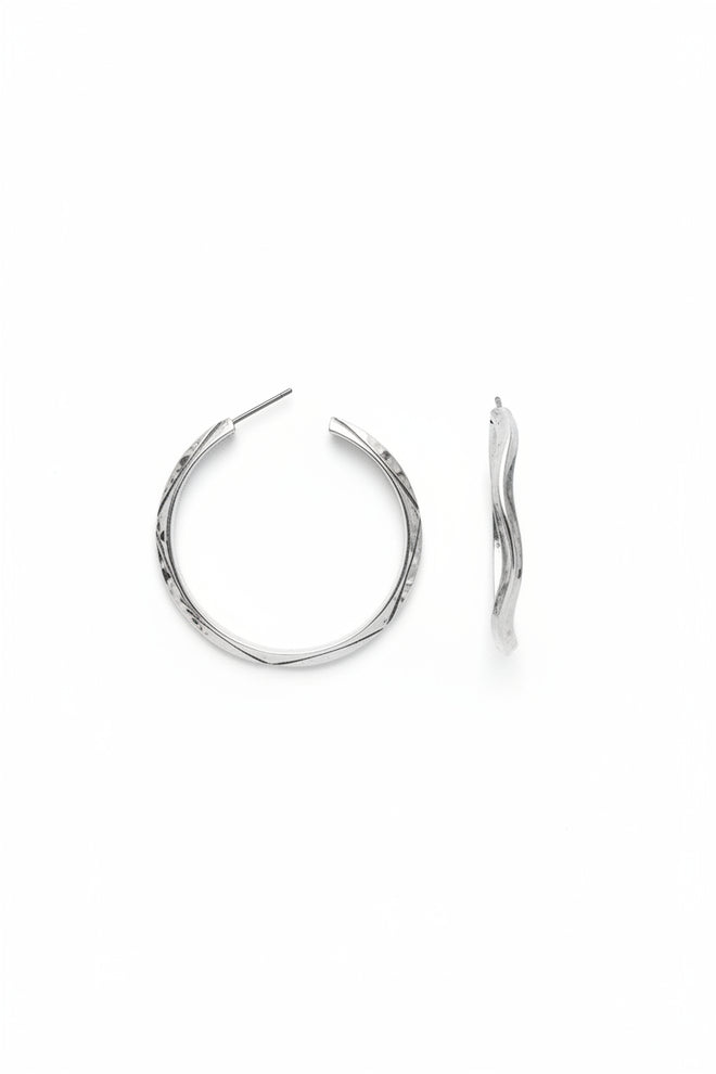Sterling Silver Half Hoop Earrings by Navajo Artist Aline Tahe