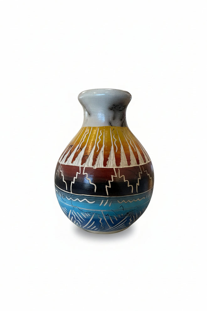 Navajo Carved Vase by Artist Shana Sam 4"H x 3.5"W