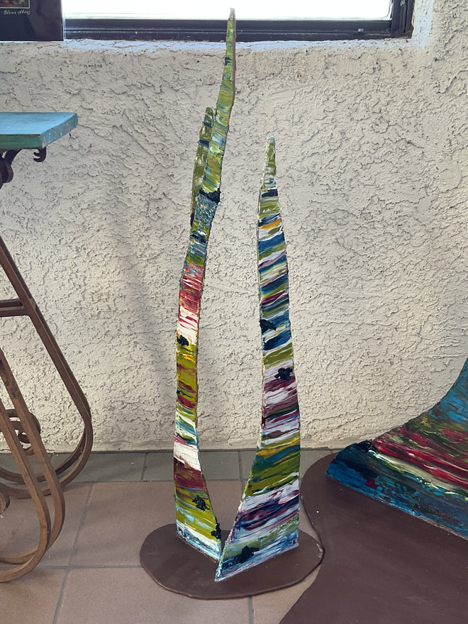 Small metal tree. Oil on metal. 2’1x1’0x0’8