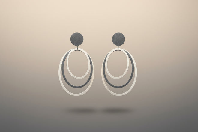 Sterling Silver 3 Oval Post Earrings