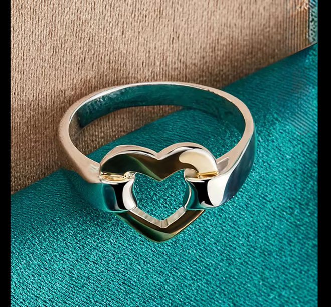 Silver Ring with Bronze Heart