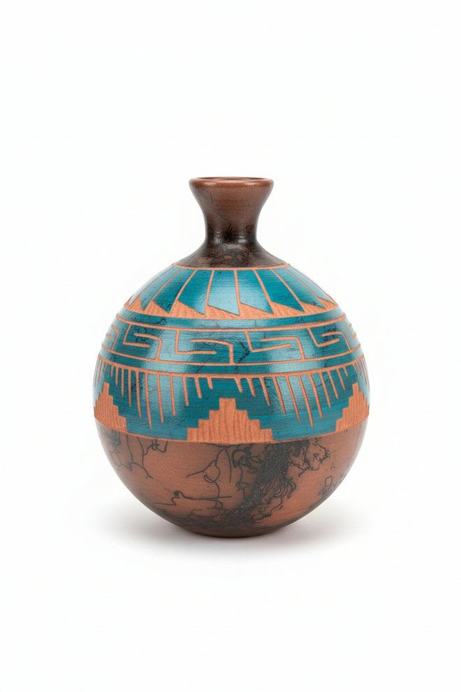 Navajo Ceramic Vase by Manuel Brieno 5.5"H x 4.5"W