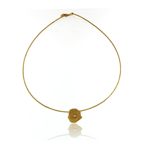 Gold Petal Choker Necklace with Cubic Zirconia