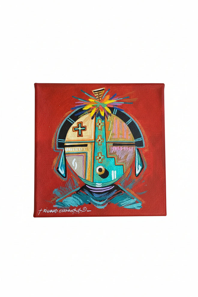 Southwestern Feminine Spirit Figure by Richard Gorman Wall Art - Navajo Artist 6"x6" (Original))