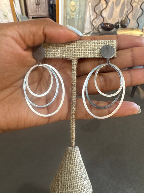 Sterling Silver 3 oval earrings