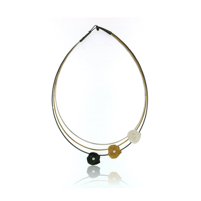 3 Strand Petal Necklace with Pearl