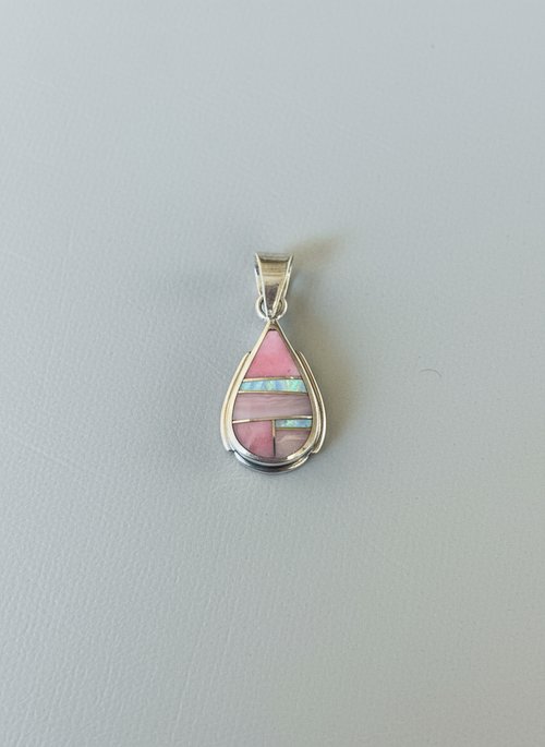 Pink Peruvian Opal and White Opal Necklace