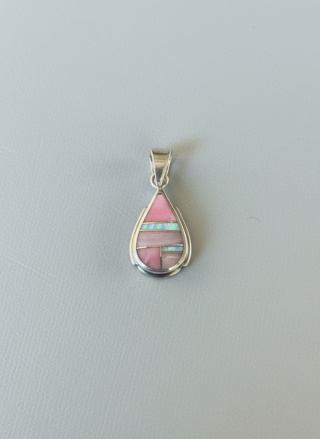 Pink Peruvian Opal and White Opal Necklace