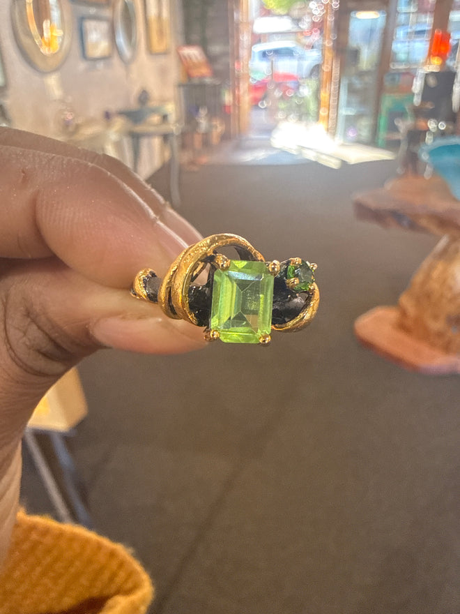 Peridot & green Chrome Diopside ring