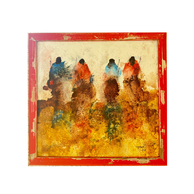 Four Friends II — Al Clymer Original 17½″ × 16¾″ (FRAMED)