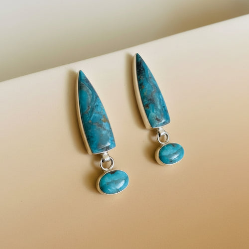 Navajo Handmade Turquoise Post Earrings