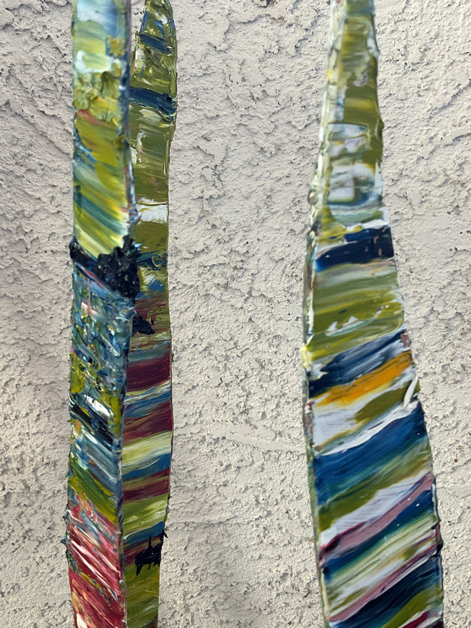 Small metal tree. Oil on metal. 2’1x1’0x0’8