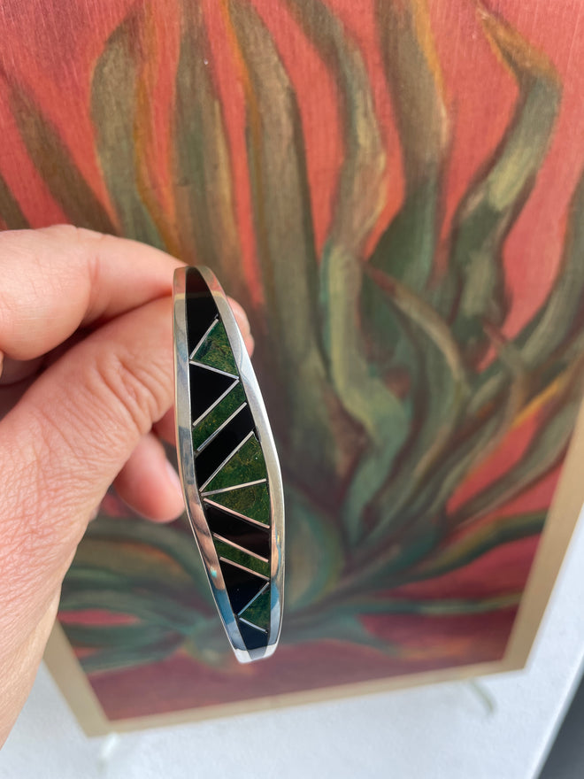 Navajo Black Jade and Turquoise Cuff