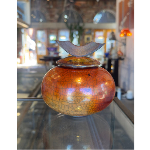 Raku Ferric Small Lidded Pot