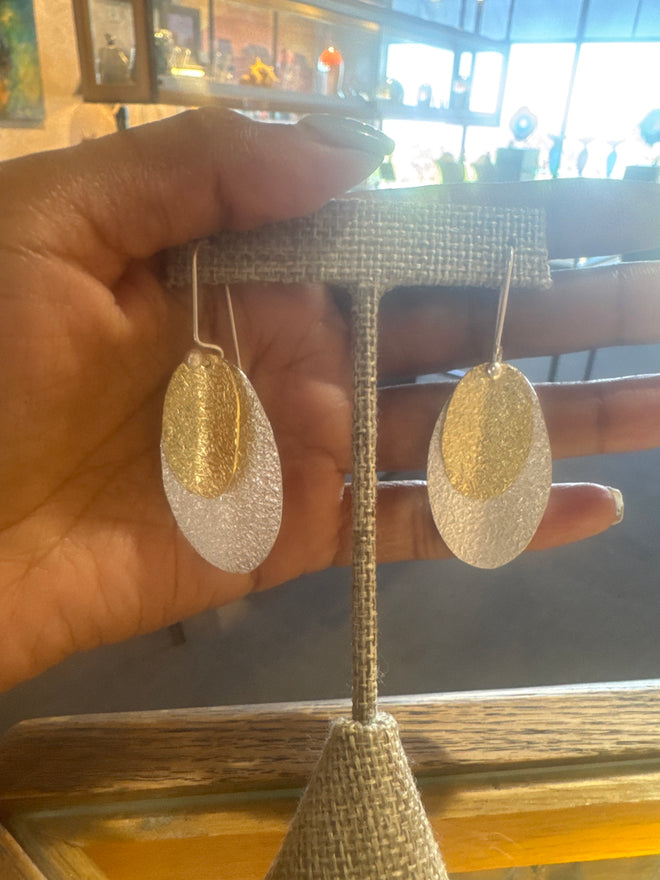 Sterling Silver Gold Plated Double Disc