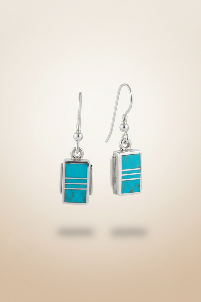 Arizona Blue Turquoise Earrings - Navajo Handmade Jewelry