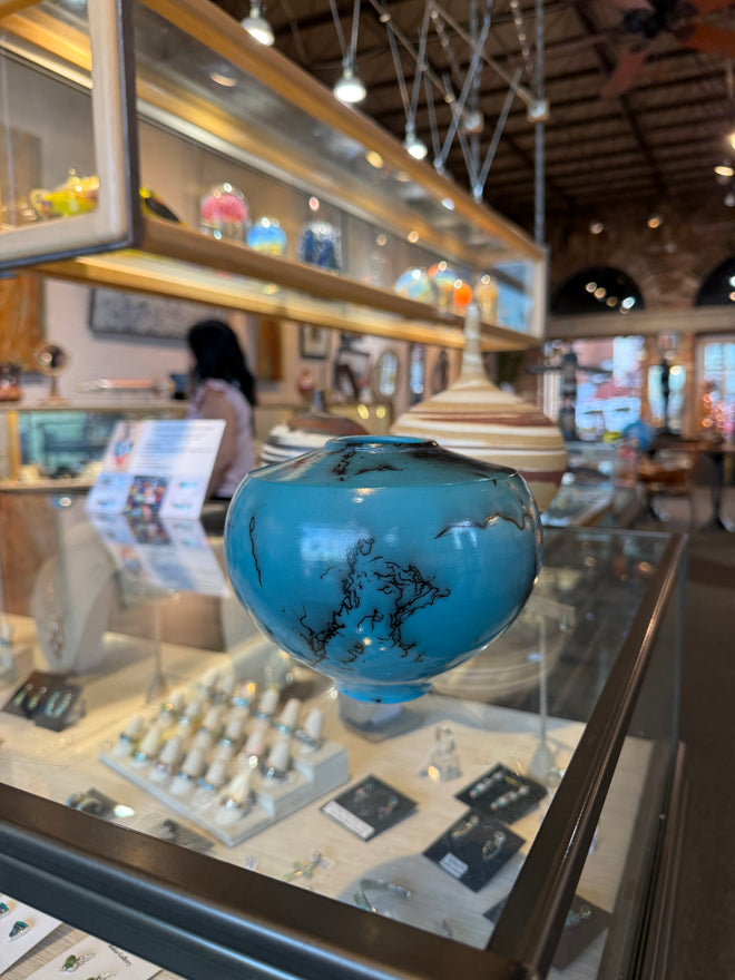 Turquoise Blue Horsehair Pot