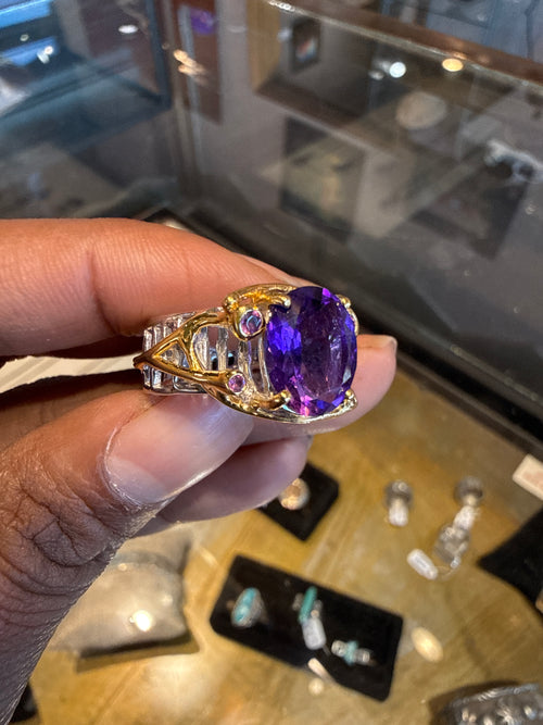 Amethyst & Rhodolite ring