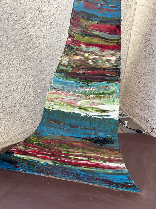 Large metal tree. Oil on metal. 6’4x3’2x2’9