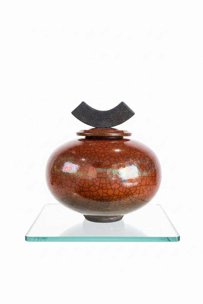 Raku Ferric Vase with Lid